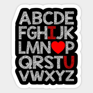 Alphabet ABC I Love You Valentines Day Heart Girls Boys Sticker